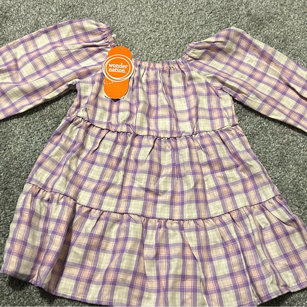 Wonder Nation Lavender Checkered Kids Dress